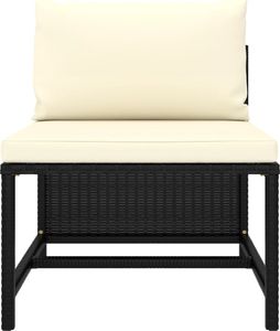 vidaXL Środkowa sofa modułowa z poduszką, polirattan, czarna 2