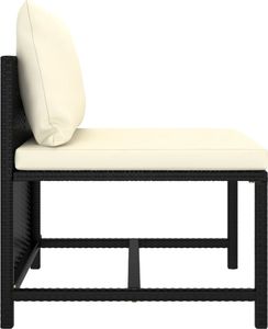 vidaXL Środkowa sofa modułowa z poduszką, polirattan, czarna 3