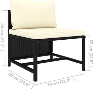 vidaXL Środkowa sofa modułowa z poduszką, polirattan, czarna 5