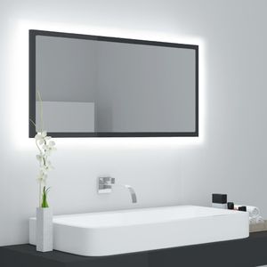 Lustro vidaXL Lustro łazienkowe z LED, szare na wysoki połysk, 90x8,5x37 cm 1