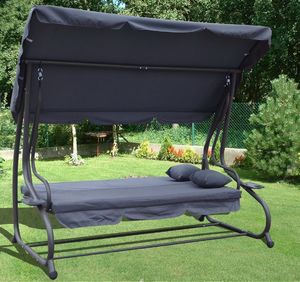 Ramiz Leżanka HUŚTAWKA OGRODOWA 3-4 osobowa regulowany daszek popielaty RAMIZ 11