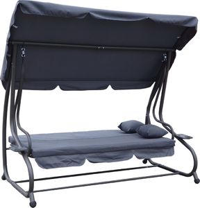 Ramiz Leżanka HUŚTAWKA OGRODOWA 3-4 osobowa regulowany daszek popielaty RAMIZ 2