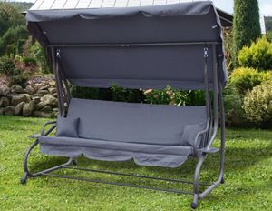 Ramiz Leżanka HUŚTAWKA OGRODOWA 3-4 osobowa regulowany daszek popielaty RAMIZ 7