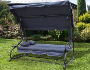 Ramiz Leżanka HUŚTAWKA OGRODOWA 3-4 osobowa regulowany daszek popielaty RAMIZ 8