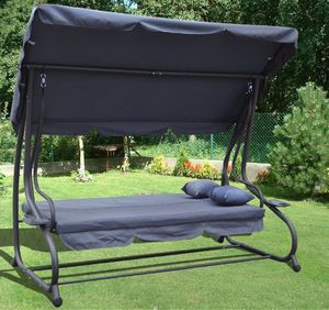 Ramiz Leżanka HUŚTAWKA OGRODOWA 3-4 osobowa regulowany daszek popielaty RAMIZ 9