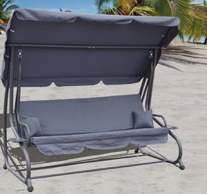 Ramiz Leżanka HUŚTAWKA OGRODOWA 3-4 osobowa regulowany daszek popielaty RAMIZ 10