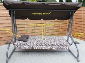 Ramiz HUŚTAWKA OGRODOWA 2w1 Leżanka 3-4 osobowa 214cm x 168 cm x 114 cm huśtawka Ramiz 7