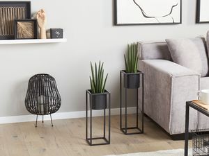 Shumee Doniczka na stojaku metalowa 15 x 15 x 50 cm czarna IDRA 2