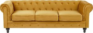 Shumee Komplet wypoczynkowy welurowy 4-osobowy żółty CHESTERFIELD 2