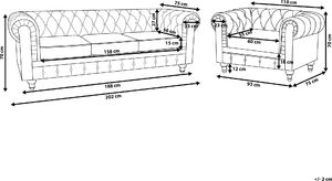 Shumee Komplet wypoczynkowy welurowy 4-osobowy żółty CHESTERFIELD 9