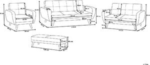 Shumee Komplet wypoczynkowy 6-osobowy z pufem czarny FLORLI 7
