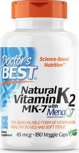 DOCTORS BEST Doctor's Best - Naturalna Witamina K2 MK7 z MenaQ7, 45mcg, 180 vkaps 1
