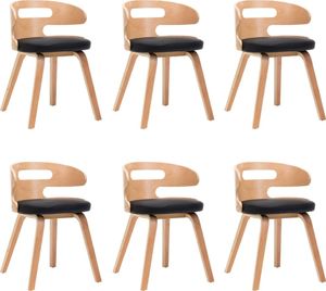 vidaXL Krzesła do jadalni, 6 szt., czarne, gięte drewno i ekoskóra 1