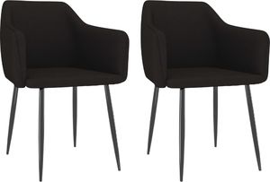vidaXL Krzesła stołowe, 2 szt., czarne, tapicerowane tkaniną 1