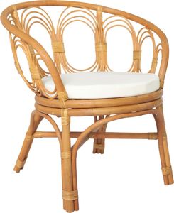 vidaXL Krzesło stołowe z poduszką, jasnobrązowy naturalny rattan i len 1