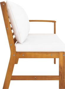 vidaXL Ławka ogrodowa, 114,5 cm, kremowe poduszki, drewno akacjowe 3