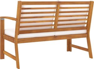vidaXL Ławka ogrodowa, 114,5 cm, kremowe poduszki, drewno akacjowe 4