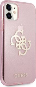Guess Guess GUHCN61PCUGL4GPI iPhone 11 6,1" różowy/pink hard case Glitter 4G Big Logo 4