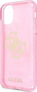 Guess Guess GUHCN61PCUGL4GPI iPhone 11 6,1" różowy/pink hard case Glitter 4G Big Logo 6