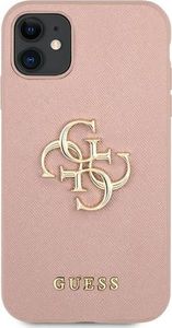 Guess Guess GUHCN61SA4GGPI iPhone 11 6,1" różowy/pink hardcase Saffiano 4G Metal Logo 3