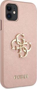 Guess Guess GUHCN61SA4GGPI iPhone 11 6,1" różowy/pink hardcase Saffiano 4G Metal Logo 4