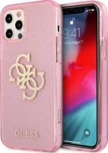 Guess Guess GUHCP12LPCUGL4GPI iPhone 12 Pro Max 6,7" różowy/pink hard case Glitter 4G Big Logo 1