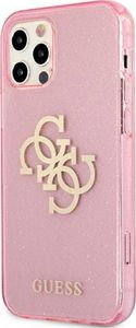 Guess Guess GUHCP12LPCUGL4GPI iPhone 12 Pro Max 6,7" różowy/pink hard case Glitter 4G Big Logo 2