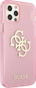 Guess Guess GUHCP12LPCUGL4GPI iPhone 12 Pro Max 6,7" różowy/pink hard case Glitter 4G Big Logo 4