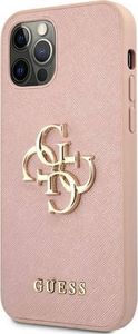 Guess Guess GUHCP12LSA4GGPI iPhone 12 Pro Max 6,7" różowy/pink hardcase Saffiano 4G Metal Logo 2