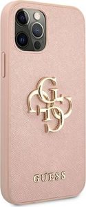 Guess Guess GUHCP12LSA4GGPI iPhone 12 Pro Max 6,7" różowy/pink hardcase Saffiano 4G Metal Logo 4