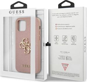 Guess Guess GUHCP12LSA4GGPI iPhone 12 Pro Max 6,7" różowy/pink hardcase Saffiano 4G Metal Logo 8