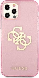 Guess Guess GUHCP12MPCUGL4GPI iPhone 12/12 Pro 6,1" różowy/pink hard case Glitter 4G Big Logo 3