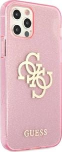 Guess Guess GUHCP12MPCUGL4GPI iPhone 12/12 Pro 6,1" różowy/pink hard case Glitter 4G Big Logo 4