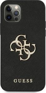 Guess Guess GUHCP12MSA4GGBK iPhone 12/12 Pro 6,1" czarny/black hardcase Saffiano 4G Metal Logo 3