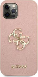 Guess Guess GUHCP12MSA4GGPI iPhone 12/12 Pro 6,1" różowy/pink hardcase Saffiano 4G Metal Logo 3