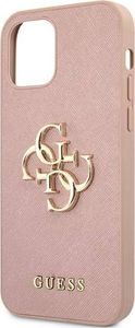 Guess Guess GUHCP12MSA4GGPI iPhone 12/12 Pro 6,1" różowy/pink hardcase Saffiano 4G Metal Logo 6