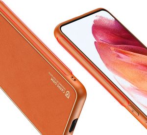 Hurtel Dux Ducis Yolo eleganckie etui pokrowiec ze skóry ekologicznej Samsung Galaxy S21 5G pomarańczowy 8