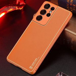 Hurtel Dux Ducis Yolo eleganckie etui pokrowiec ze skóry ekologicznej Samsung Galaxy S21 Ultra 5G pomarańczowy 15