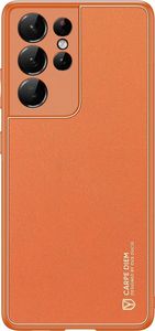 Hurtel Dux Ducis Yolo eleganckie etui pokrowiec ze skóry ekologicznej Samsung Galaxy S21 Ultra 5G pomarańczowy 2