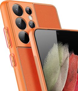 Hurtel Dux Ducis Yolo eleganckie etui pokrowiec ze skóry ekologicznej Samsung Galaxy S21 Ultra 5G pomarańczowy 7