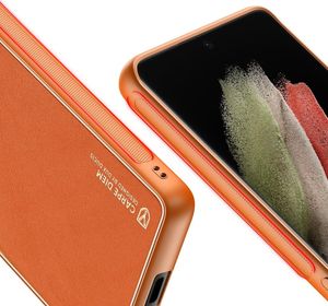 Hurtel Dux Ducis Yolo eleganckie etui pokrowiec ze skóry ekologicznej Samsung Galaxy S21 Ultra 5G pomarańczowy 8