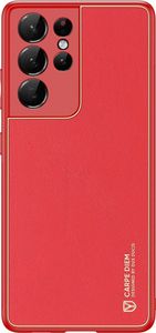 Hurtel Dux Ducis Yolo eleganckie etui pokrowiec ze skóry ekologicznej Samsung Galaxy S21 Ultra 5G czerwony 2