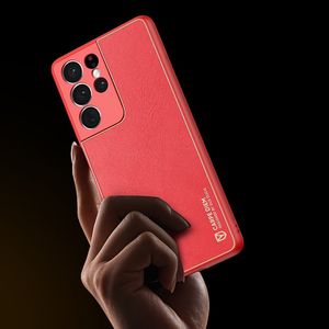 Hurtel Dux Ducis Yolo eleganckie etui pokrowiec ze skóry ekologicznej Samsung Galaxy S21 Ultra 5G czerwony 9