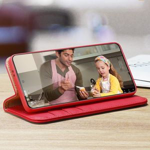 Hurtel Dux Ducis Hivo skórzane etui z klapką pokrowiec ze skóry naturalnej portfel na karty i dokumenty Samsung Galaxy S21 5G czerwony 11