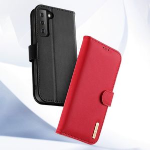 Hurtel Dux Ducis Hivo skórzane etui z klapką pokrowiec ze skóry naturalnej portfel na karty i dokumenty Samsung Galaxy S21 5G czerwony 12