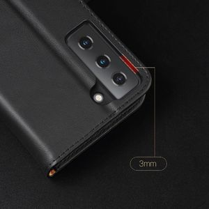 Hurtel Dux Ducis Hivo skórzane etui z klapką pokrowiec ze skóry naturalnej portfel na karty i dokumenty Samsung Galaxy S21 5G czerwony 18