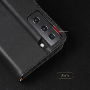 Hurtel Dux Ducis Hivo skórzane etui z klapką pokrowiec ze skóry naturalnej portfel na karty i dokumenty Samsung Galaxy S21+ 5G (S21 Plus 5G) niebieski 17