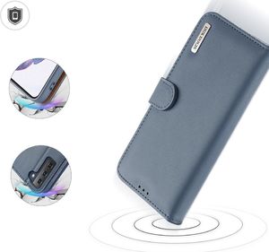 Hurtel Dux Ducis Hivo skórzane etui z klapką pokrowiec ze skóry naturalnej portfel na karty i dokumenty Samsung Galaxy S21+ 5G (S21 Plus 5G) niebieski 4