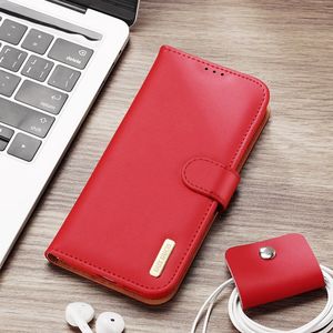 Hurtel Dux Ducis Hivo skórzane etui z klapką pokrowiec ze skóry naturalnej portfel na karty i dokumenty Samsung Galaxy S21+ 5G (S21 Plus 5G) czerwony 22