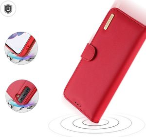Hurtel Dux Ducis Hivo skórzane etui z klapką pokrowiec ze skóry naturalnej portfel na karty i dokumenty Samsung Galaxy S21+ 5G (S21 Plus 5G) czerwony 4